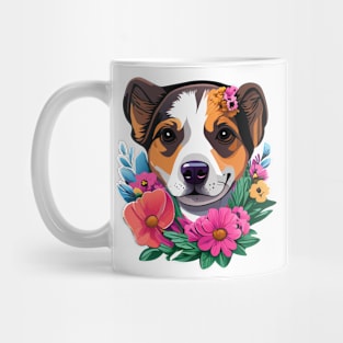 Dog With Flowers Mug